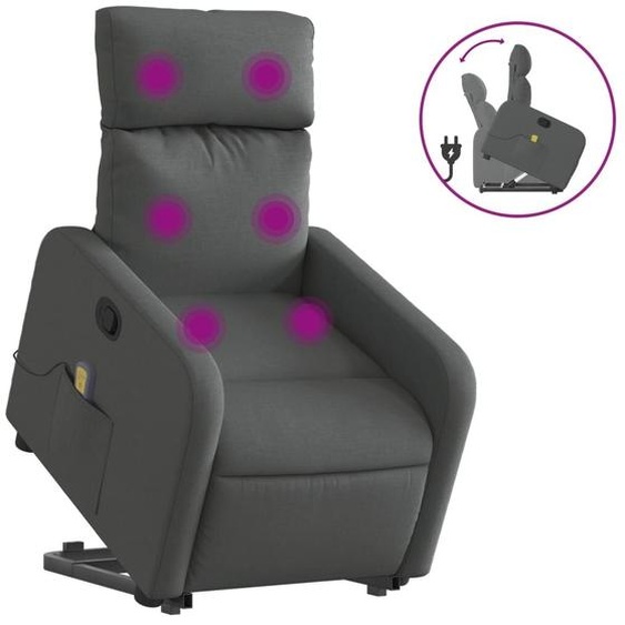 vidaXL Fauteuil de massage avec releveur Tissu gris foncé