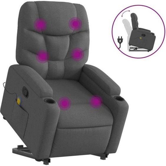 vidaXL Fauteuil de massage avec releveur Tissu gris foncé