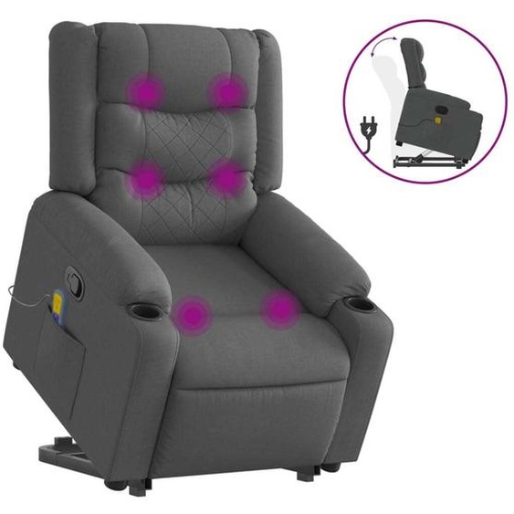 vidaXL Fauteuil de massage avec releveur Tissu gris foncé