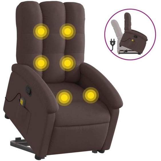 vidaXL Fauteuil de massage avec releveur Tissu marron foncé