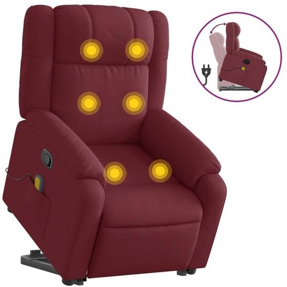 vidaXL Fauteuil de massage avec releveur vin rouge Tissu