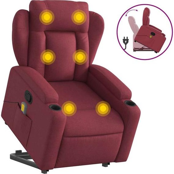 vidaXL Fauteuil de massage avec releveur vin rouge Tissu