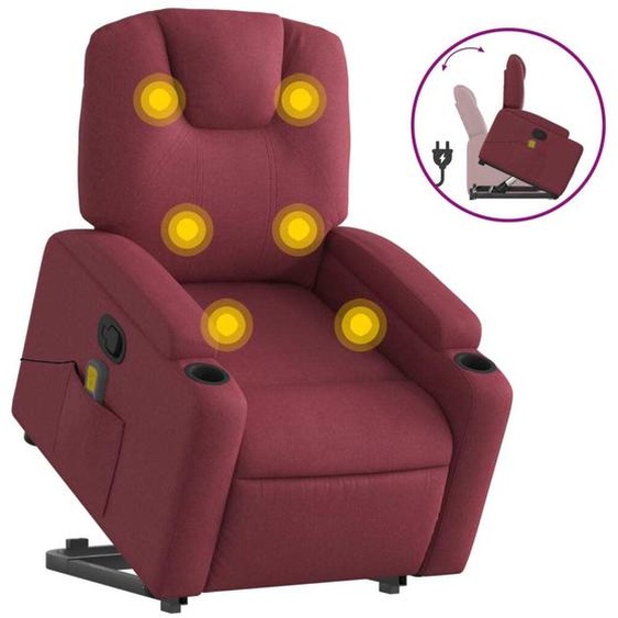vidaXL Fauteuil de massage avec releveur vin rouge Tissu