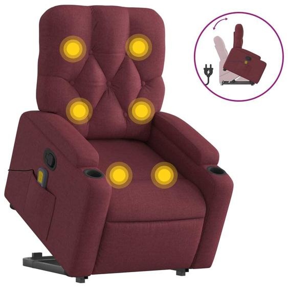 vidaXL Fauteuil de massage avec releveur vin rouge Tissu