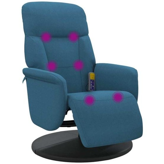 vidaXL Fauteuil de massage avec repose-pieds bleu velours