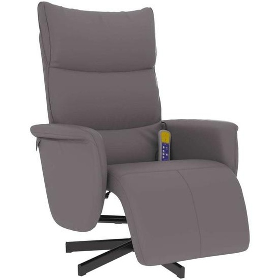 vidaXL Fauteuil de massage avec repose-pieds Gris Similicuir