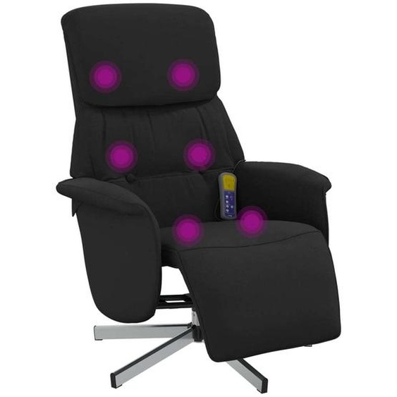 vidaXL Fauteuil de massage avec repose-pieds Noir Tissu