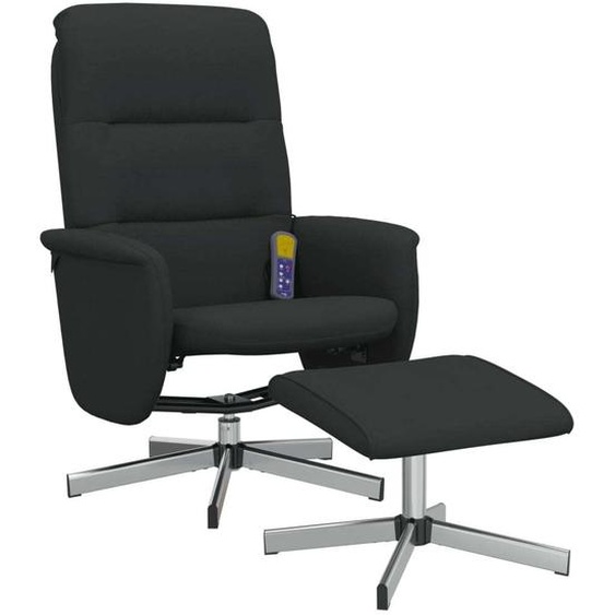 vidaXL Fauteuil de massage avec repose-pieds Noir Tissu