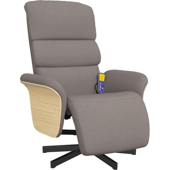 vidaXL Fauteuil de massage avec repose-pieds Taupe Tissu