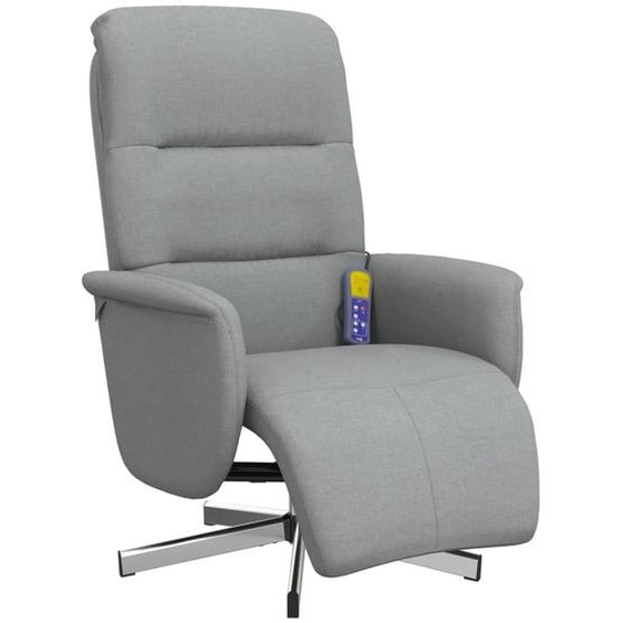 vidaXL Fauteuil de massage avec repose-pieds Tissu gris clair