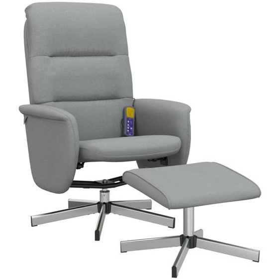 vidaXL Fauteuil de massage avec repose-pieds Tissu gris clair