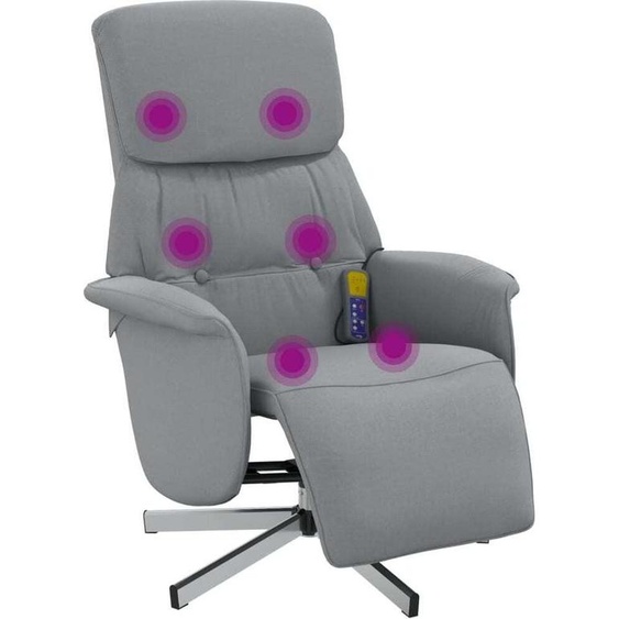 vidaXL Fauteuil de massage avec repose-pieds Tissu gris clair