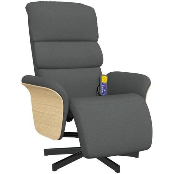 vidaXL Fauteuil de massage avec repose-pieds Tissu gris foncé