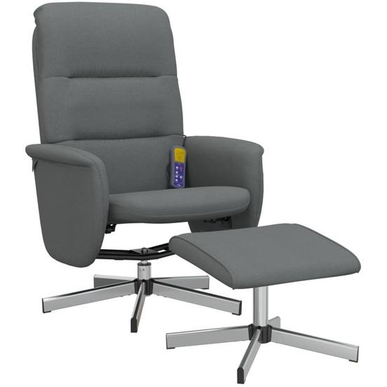 vidaXL Fauteuil de massage avec repose-pieds Tissu gris foncé