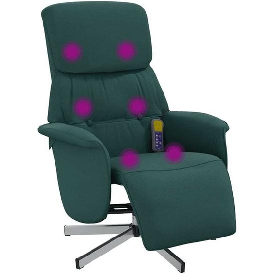 vidaXL Fauteuil de massage avec repose-pieds Vert foncé Tissu