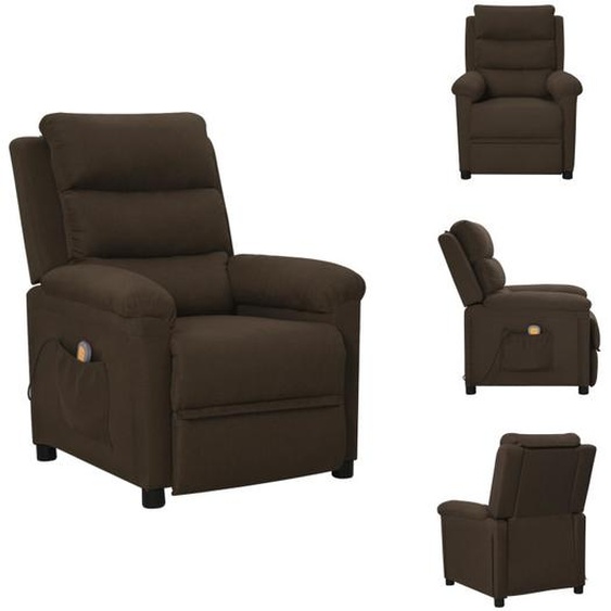 vidaXL Fauteuil de massage brun foncé Tissu - Fauteuil de massage