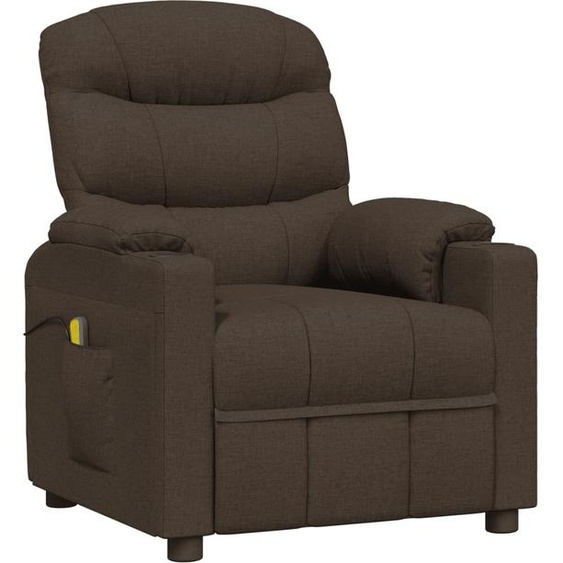 vidaXL Fauteuil de massage brun foncé Tissu