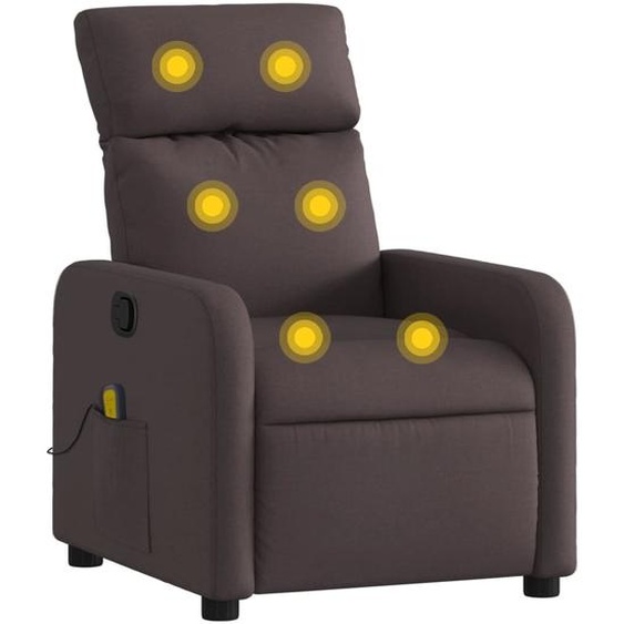 vidaXL Fauteuil de massage brun foncé Tissu