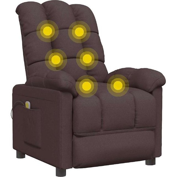 vidaXL Fauteuil de massage brun foncé Tissu