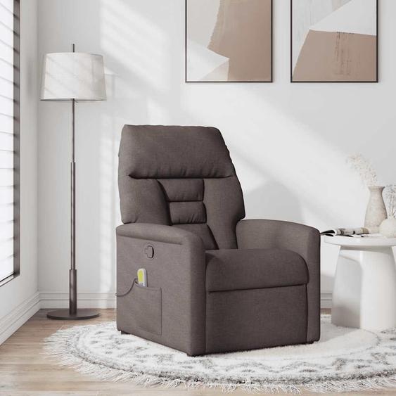 vidaXL Fauteuil de massage brun foncé Tissu