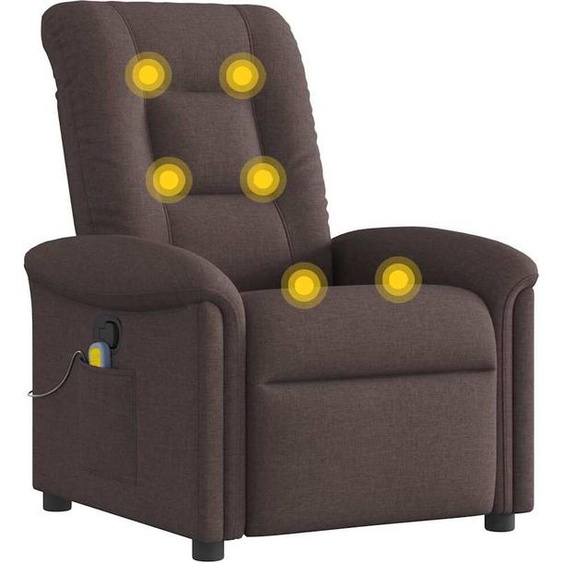 vidaXL Fauteuil de massage brun foncé Tissu