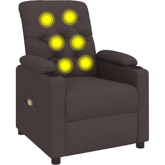 vidaXL Fauteuil de massage brun foncé Tissu