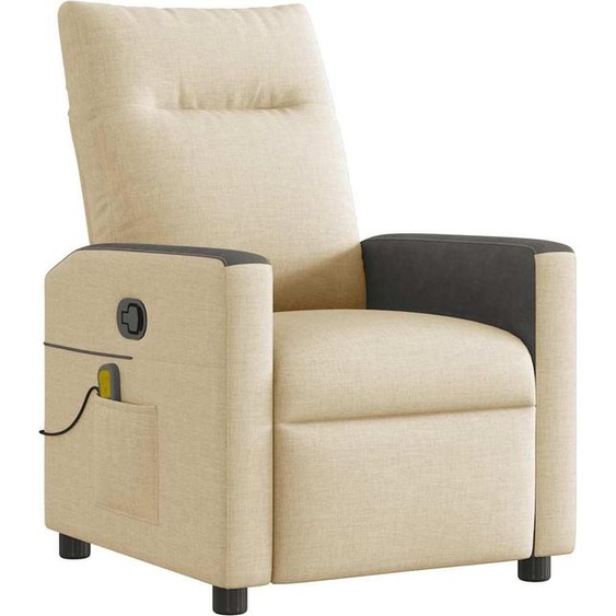 vidaXL Fauteuil de massage Crème Tissu