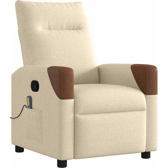 vidaXL Fauteuil de massage Crème Tissu