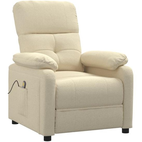 vidaXL Fauteuil de massage Crème Tissu