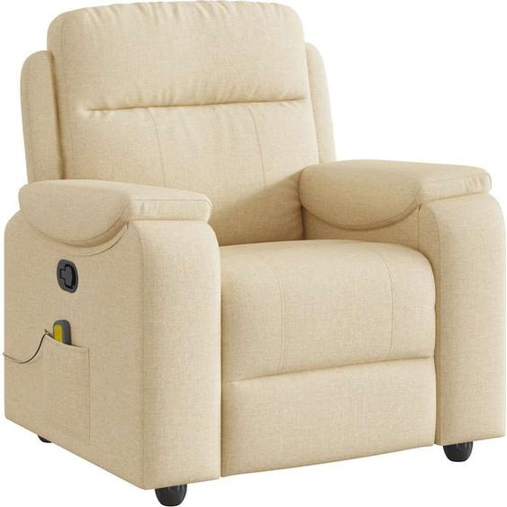vidaXL Fauteuil de massage Crème Tissu