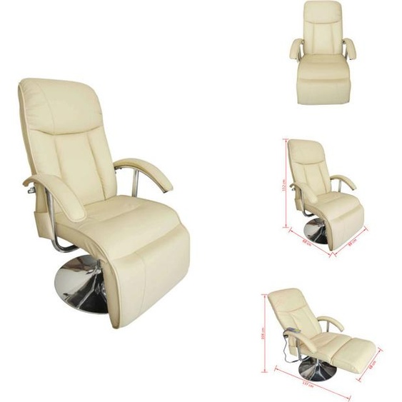 vidaXL Fauteuil de massage cuir synthétique blanc crème - Fauteuil de massage
