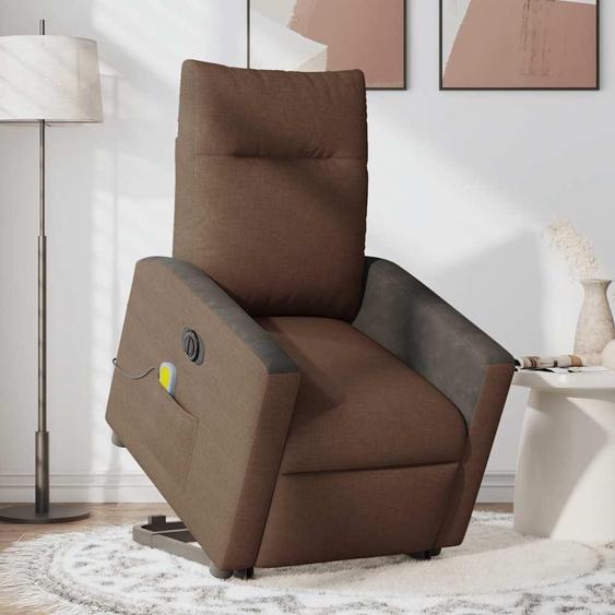 vidaXL Fauteuil de massage électrique avec releveur Marron Tissu