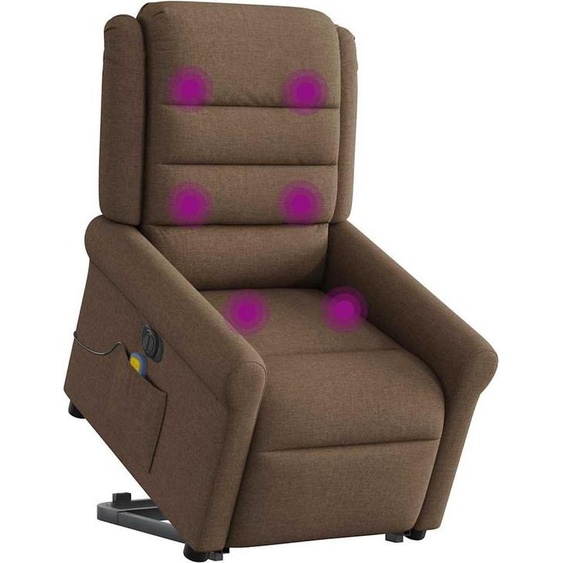 vidaXL Fauteuil de massage électrique avec releveur Marron Tissu