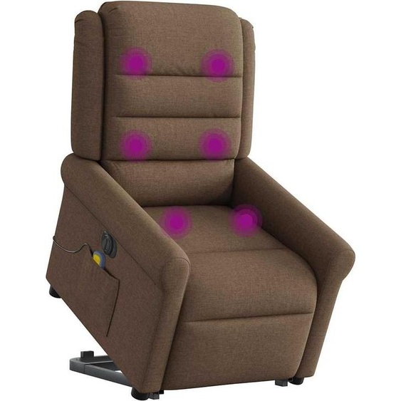 vidaXL Fauteuil de massage électrique avec releveur Marron Tissu