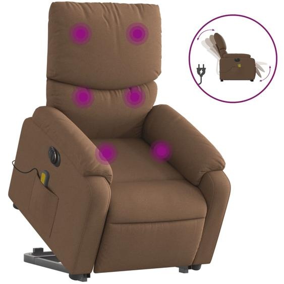 vidaXL Fauteuil de massage électrique avec releveur Marron Tissu