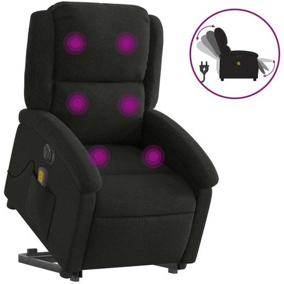 vidaXL Fauteuil de massage électrique avec releveur Noir Tissu