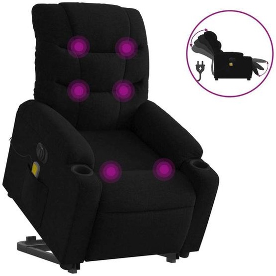 vidaXL Fauteuil de massage électrique avec releveur Noir Tissu