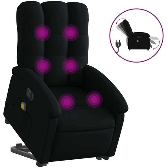 vidaXL Fauteuil de massage électrique avec releveur Noir Tissu
