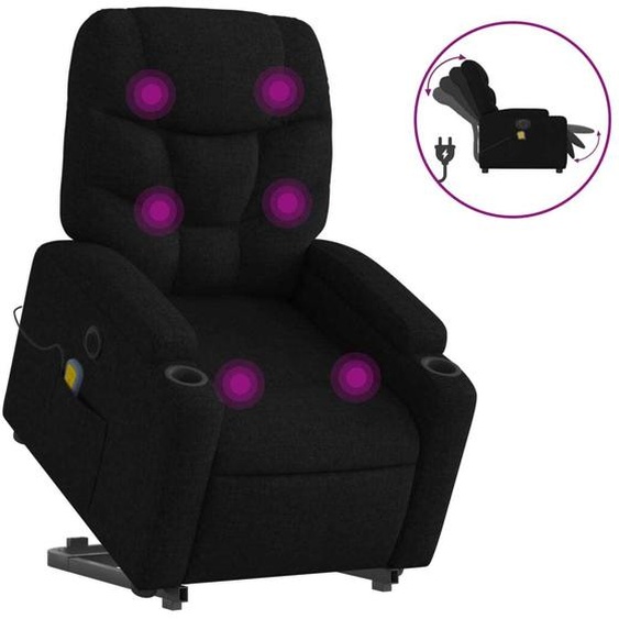 vidaXL Fauteuil de massage électrique avec releveur Noir Tissu