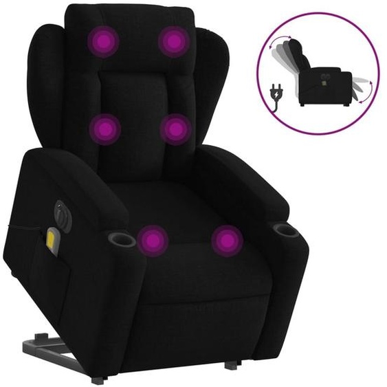 vidaXL Fauteuil de massage électrique avec releveur Noir Tissu