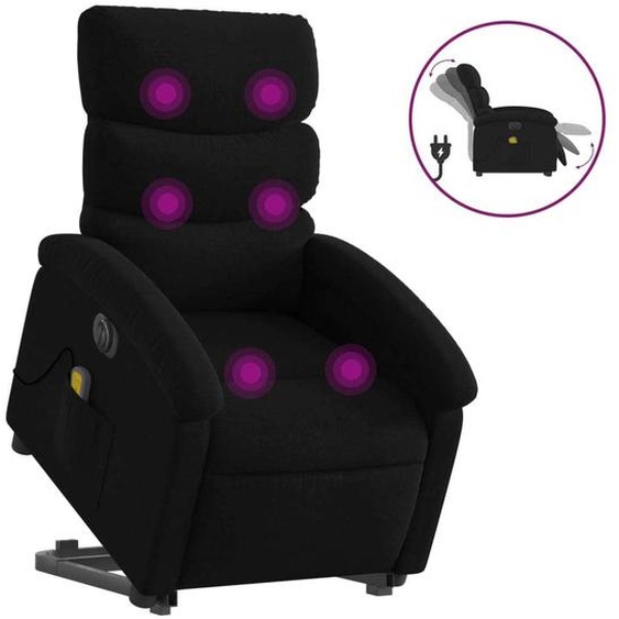 vidaXL Fauteuil de massage électrique avec releveur Noir Tissu