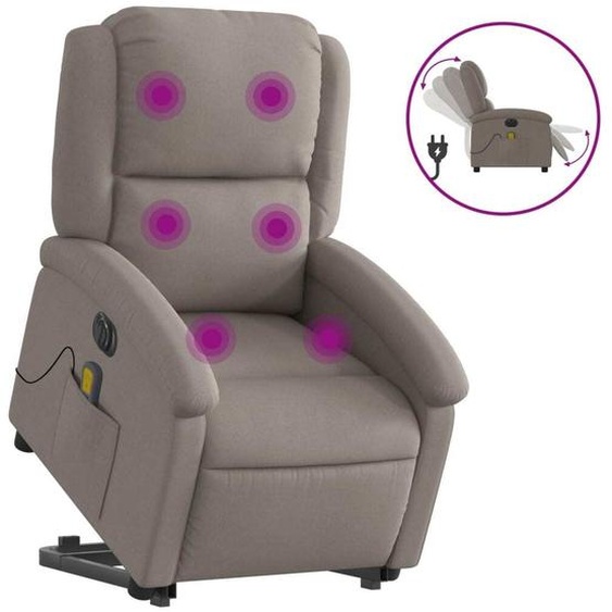 vidaXL Fauteuil de massage électrique avec releveur Taupe Tissu