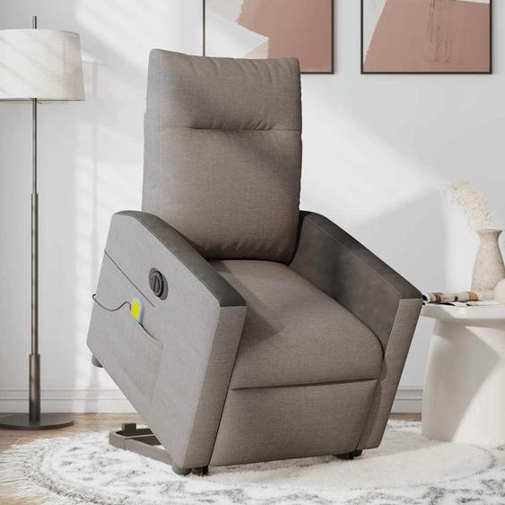 vidaXL Fauteuil de massage électrique avec releveur Taupe Tissu