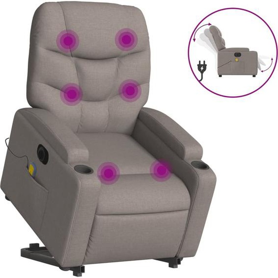 vidaXL Fauteuil de massage électrique avec releveur Taupe Tissu