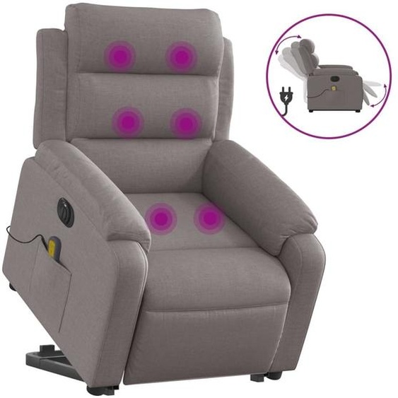 vidaXL Fauteuil de massage électrique avec releveur Taupe Tissu