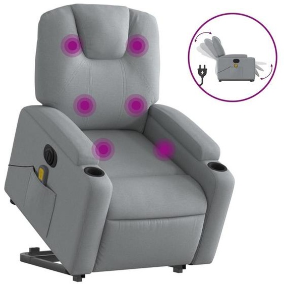 vidaXL Fauteuil de massage électrique avec releveur Tissu gris clair