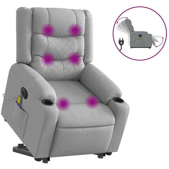 vidaXL Fauteuil de massage électrique avec releveur Tissu gris clair