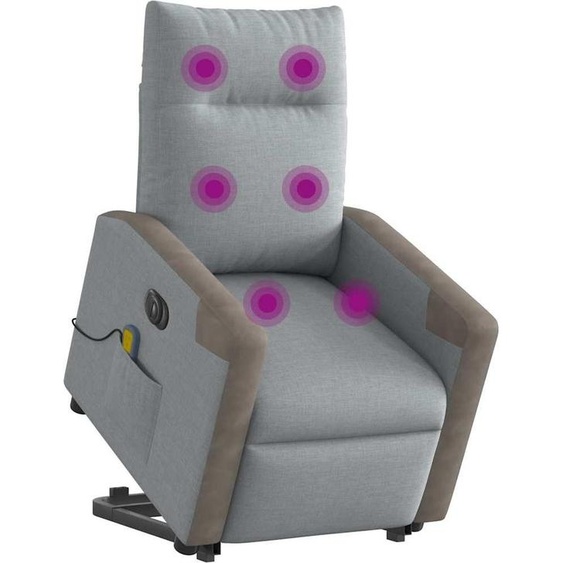 vidaXL Fauteuil de massage électrique avec releveur Tissu gris clair
