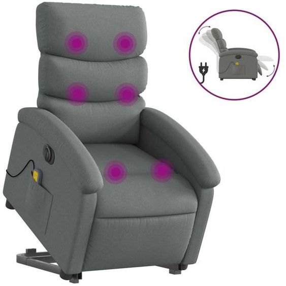 vidaXL Fauteuil de massage électrique avec releveur Tissu gris foncé