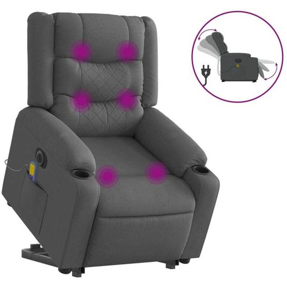 vidaXL Fauteuil de massage électrique avec releveur Tissu gris foncé